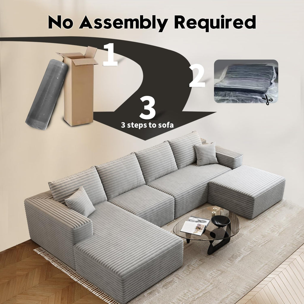 107.5 Cloud Modular Sectional Sofa Couch with L-Shape Chaise,Modern Minimalist Upholstered Couches