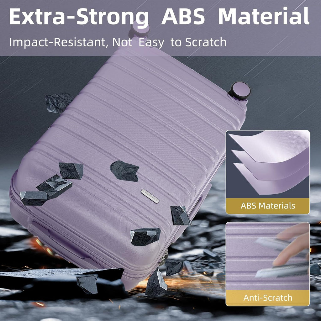 6-piece luggage set, expandable hardshell suitcase set with spinner wheels, lightweight rolling luggage set