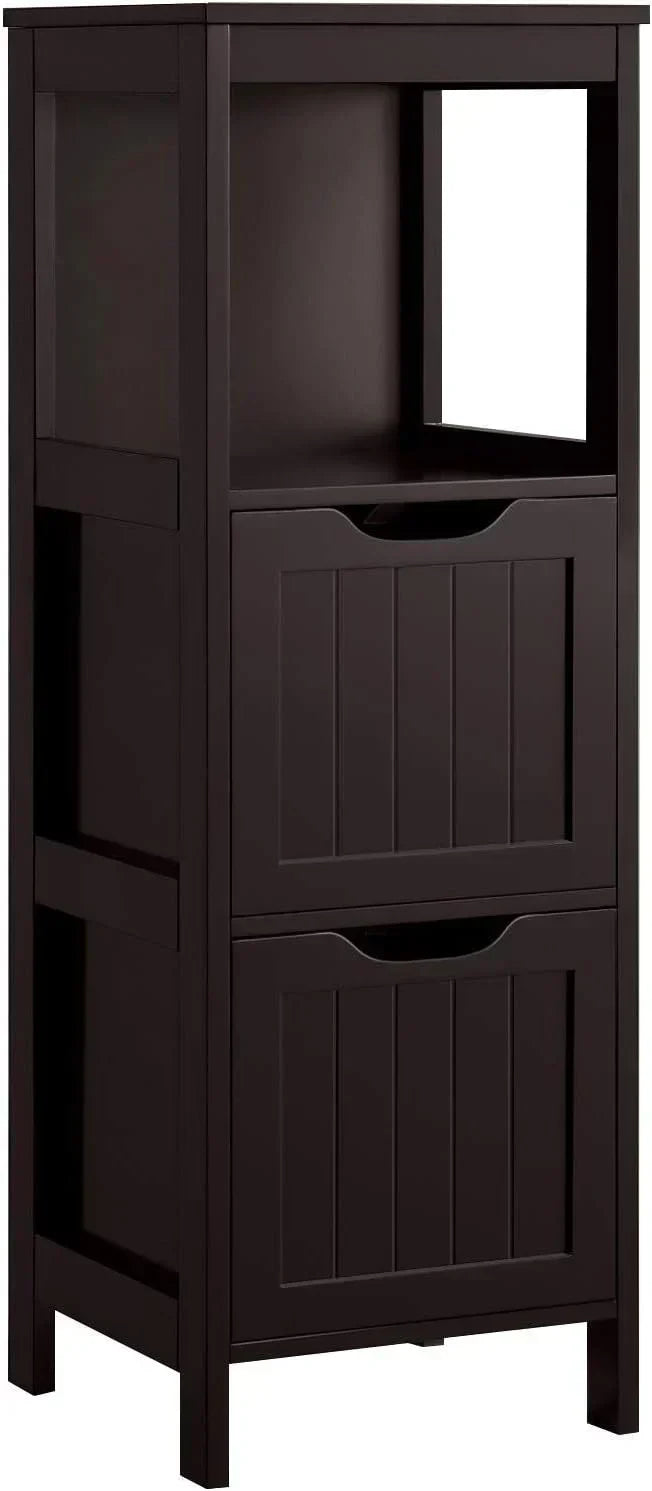 Bathroom Floor Cabinet Wooden Storage Cabinet with 2 Drawers Multifunctional Side Organizer Rack