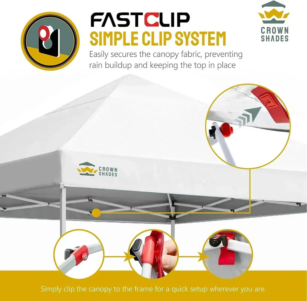 10x10 Pop-Up Awning One-Click Installation Beach Tent Outdoor Sunshade Silver Coated Top