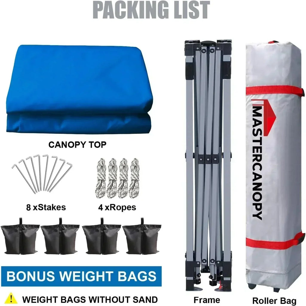 Durable Pop-up Canopy Tent with Roller Bag (10x10 Black)