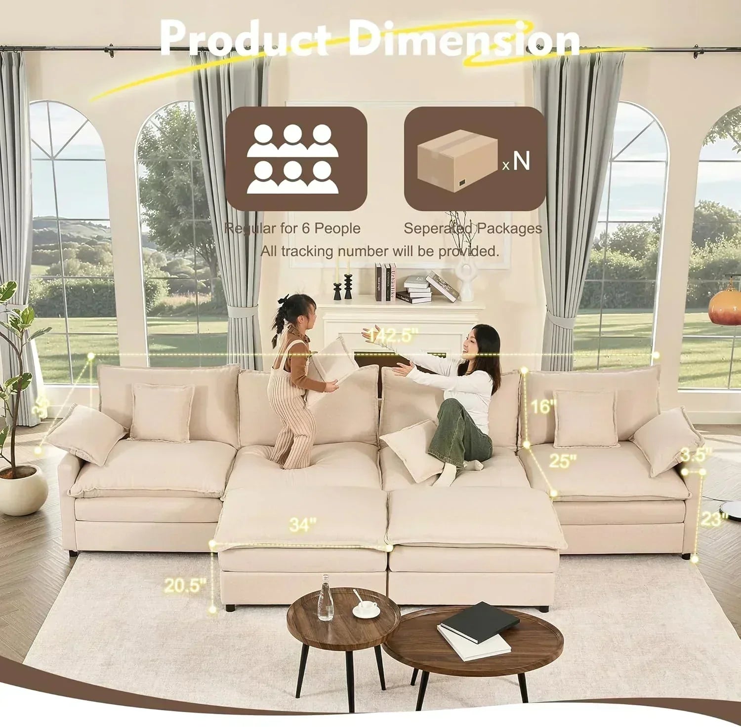 108 U-shaped sofa modular sofa Comfortable cloud sofa