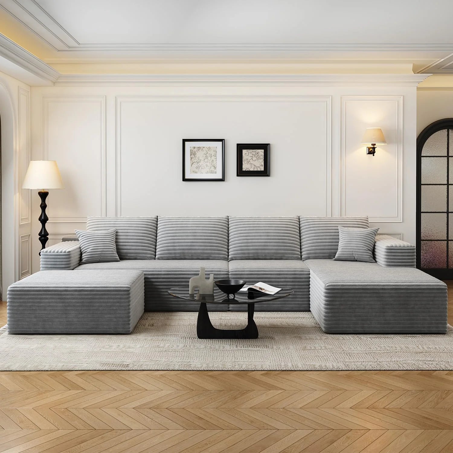 107.5 Cloud Modular Sectional Sofa Couch with L-Shape Chaise,Modern Minimalist Upholstered Couches