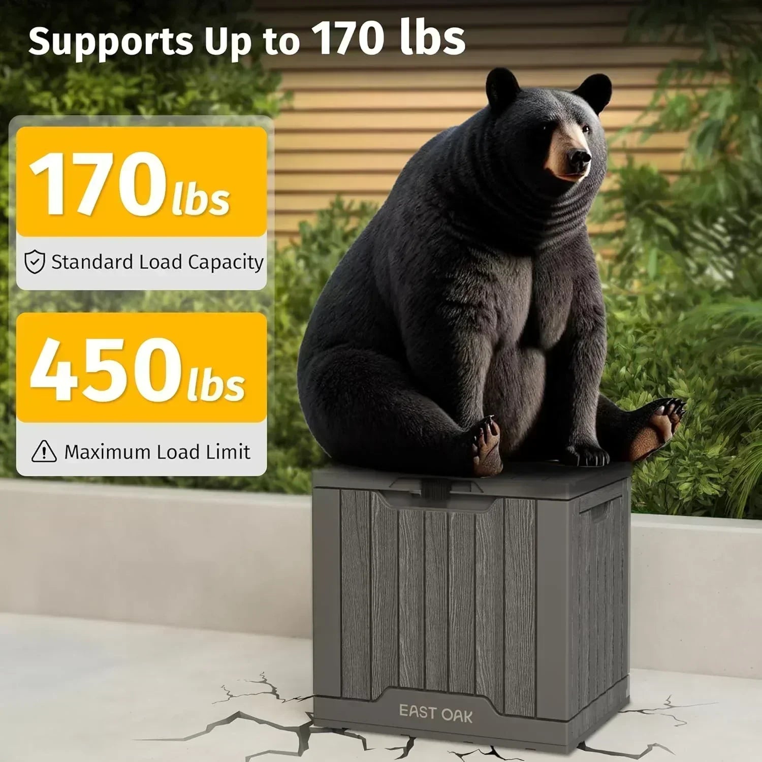 EAST OAK Outdoor Storage Box 60 Gallon Deck Box Indoor and Outdoor Use Waterproof Resin Storage