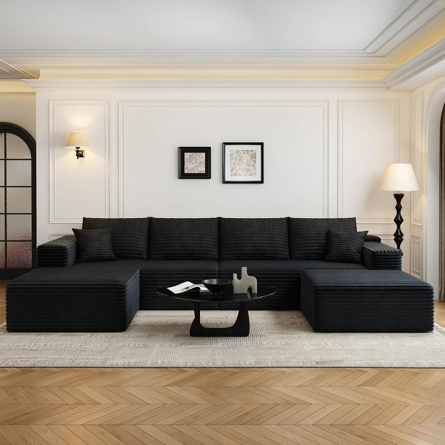 107.5 Cloud Modular Sectional Sofa Couch with L-Shape Chaise,Modern Minimalist Upholstered Couches