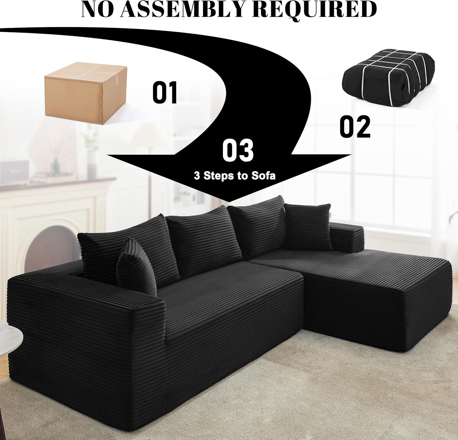 110-inch cloud sofa boneless sofa in the living room modular sofa with deep seats