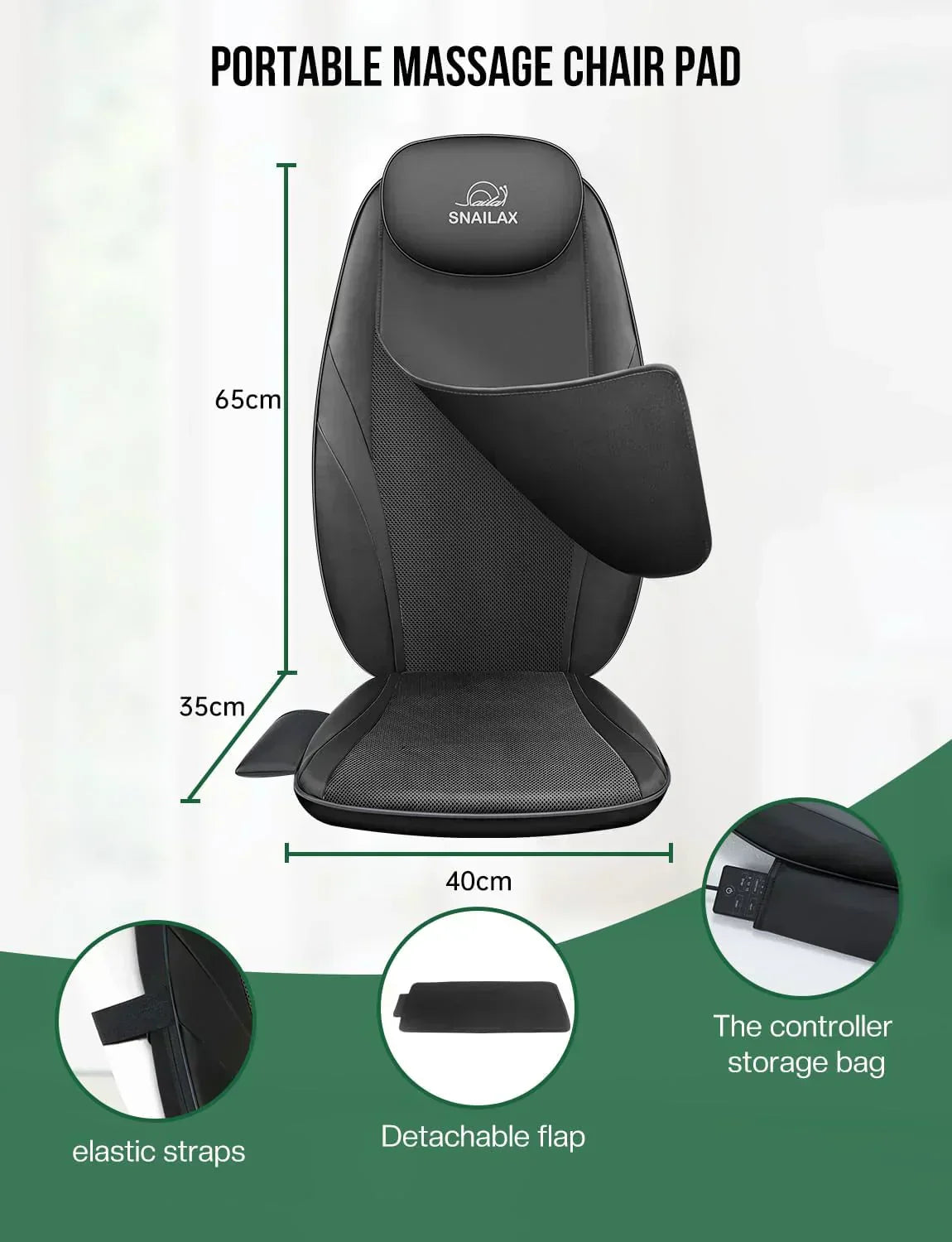 Snailax Shiatsu Massage Cushion with Heat Massage Chair Pad Kneading Back Massager for Home