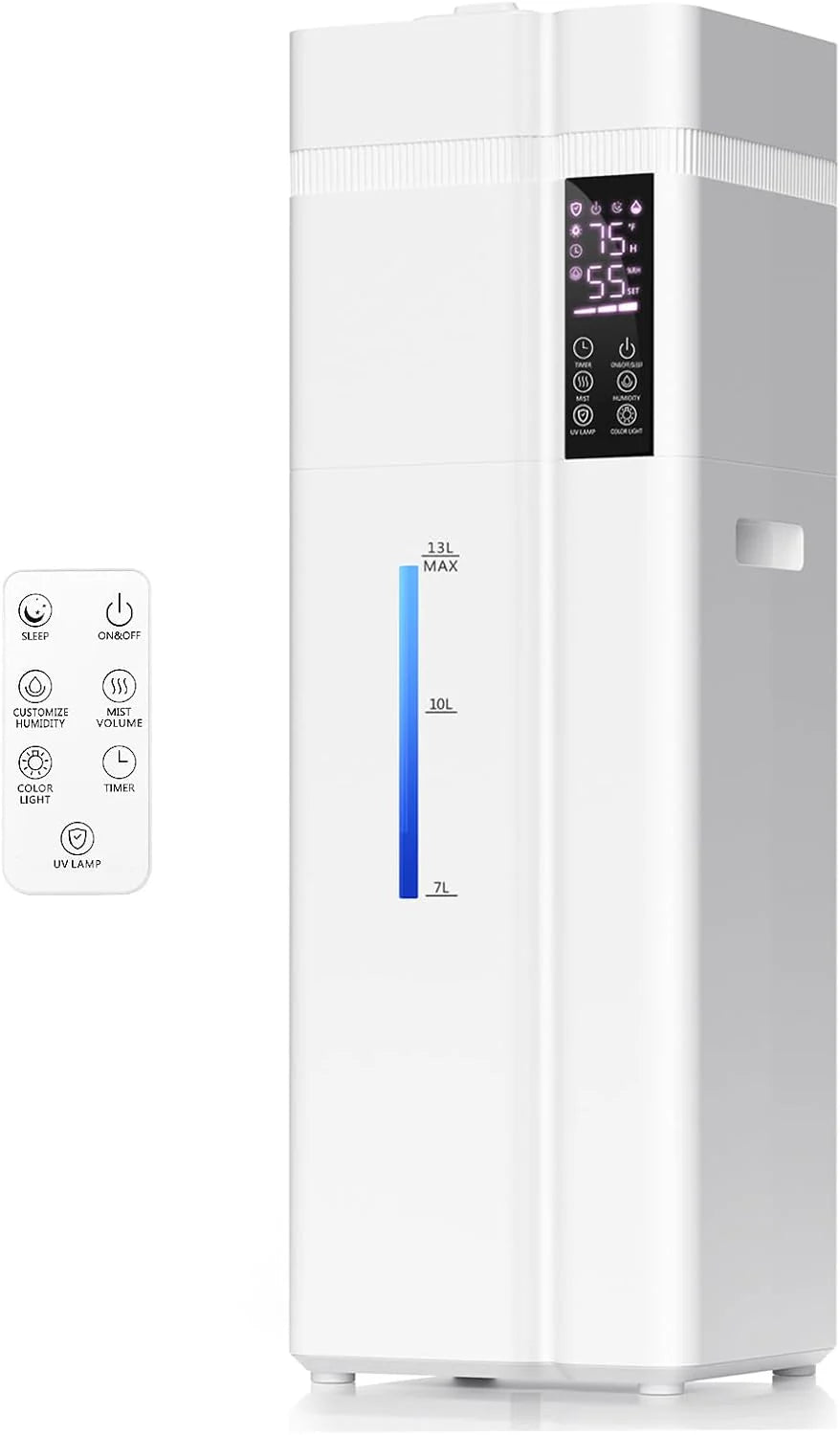 13L/3.43Gal Humidifier 800 feet coverage, 100 hours run time, automatic humidity control