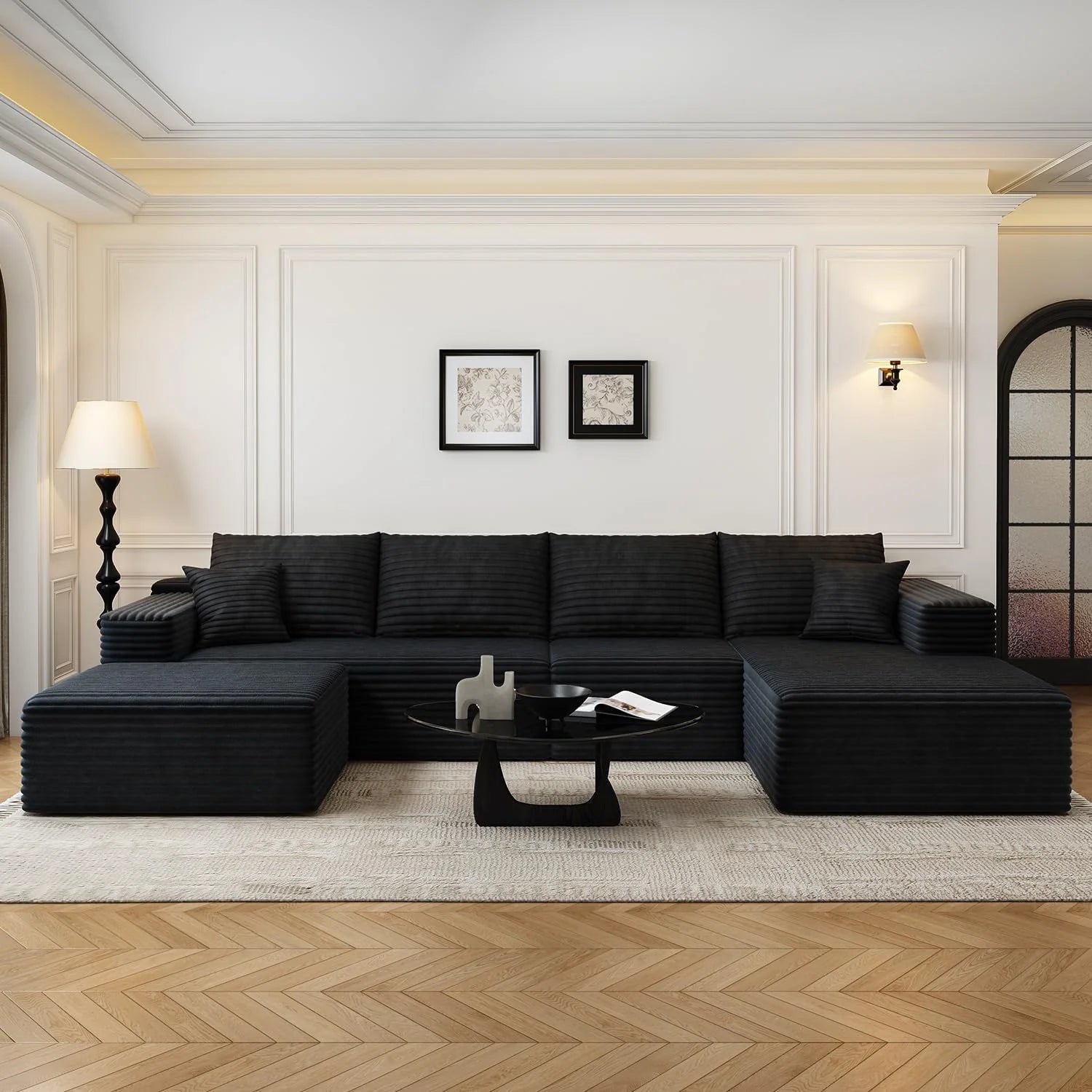 107.5 inch Cloud Modular Sectional Sofa with L-Shaped Chaise Lounge, Modern Minimalist Upholstered Sofa Deep Seating Corner Sofa