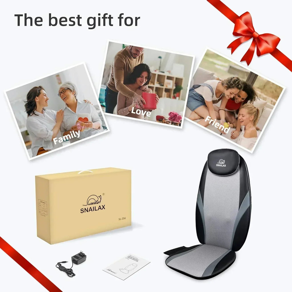 Snailax Shiatsu Massage Cushion with Heat Massage Chair Pad Kneading Back Massager for Home