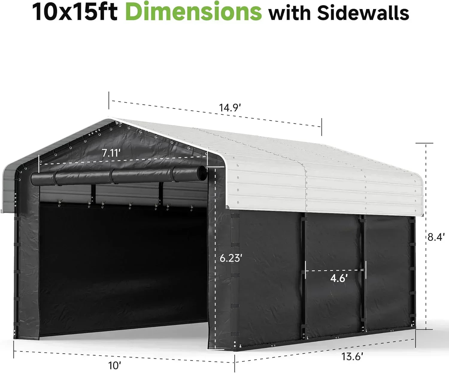 10'x15' Heavy Duty Metal Carport Outdoor Garage Car Shelter Shade with Heavier Frame