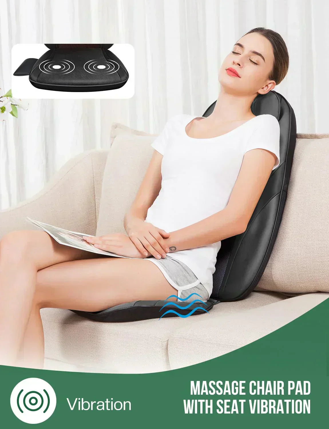 Snailax Shiatsu Massage Cushion with Heat Massage Chair Pad Kneading Back Massager for Home