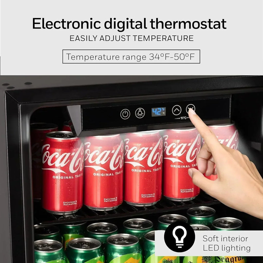 Beverage Refrigerator and Cooler 115 Can Mini Fridge with Glass Door for Soda Beer or Wine