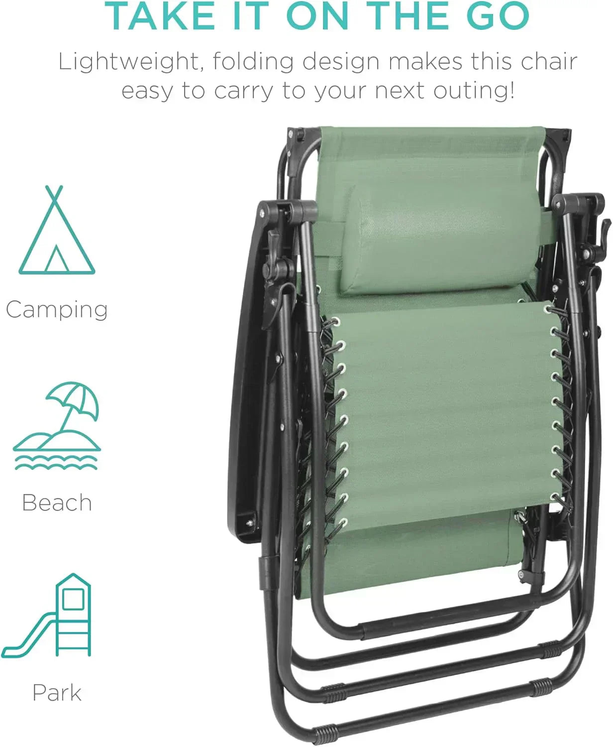 Best Choice Products Folding Zero Gravity Recliner Patio Lounge Chair Adjustable Canopy Shade