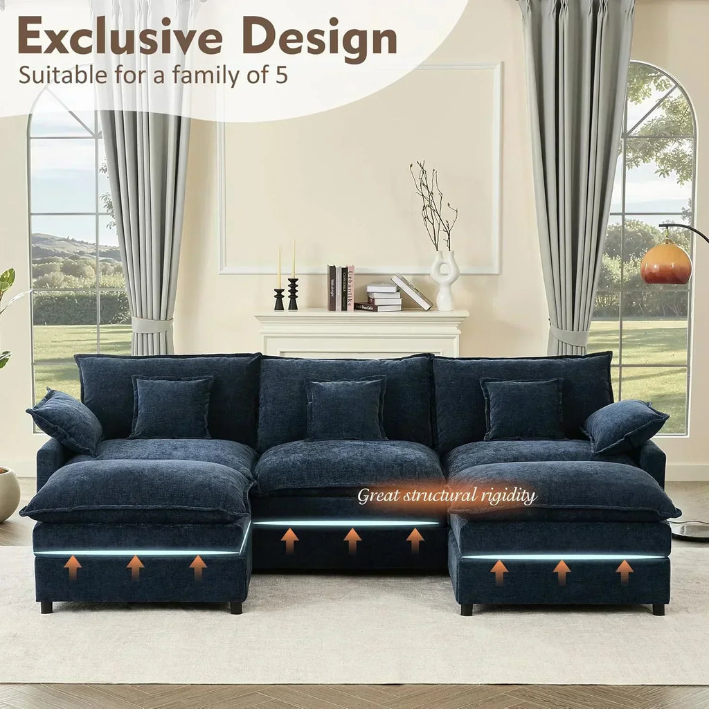 108 Inch U Shape Sofa Sectional Sofa Comfortable Cloud Sofa Living Room Deep Seat Sofa