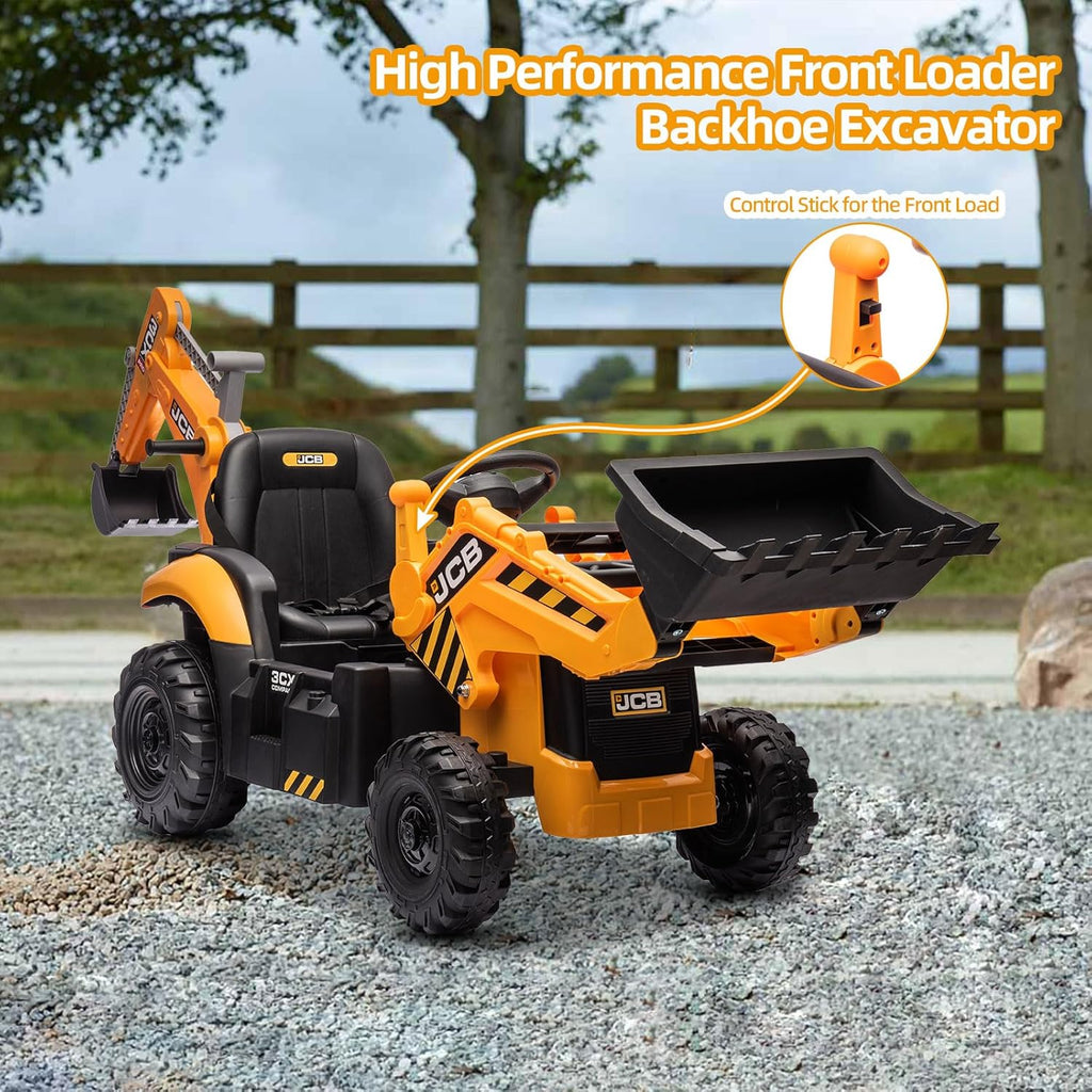 12V JCB Ride On Excavator Ride on Toys for Kids 4-8 Electric Car for Kids with Tractor