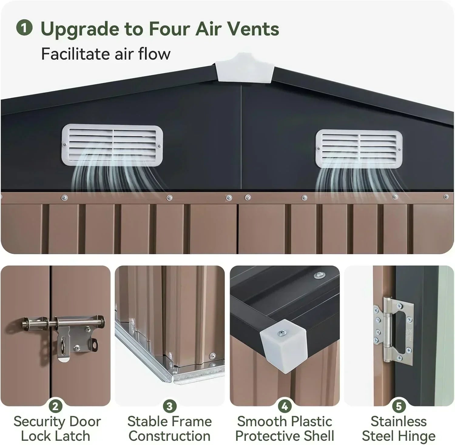 Aoxun 12x10 FT Shed Metal Outdoor Waterproof Storage Shed Steel Utility Garden Tool Shed