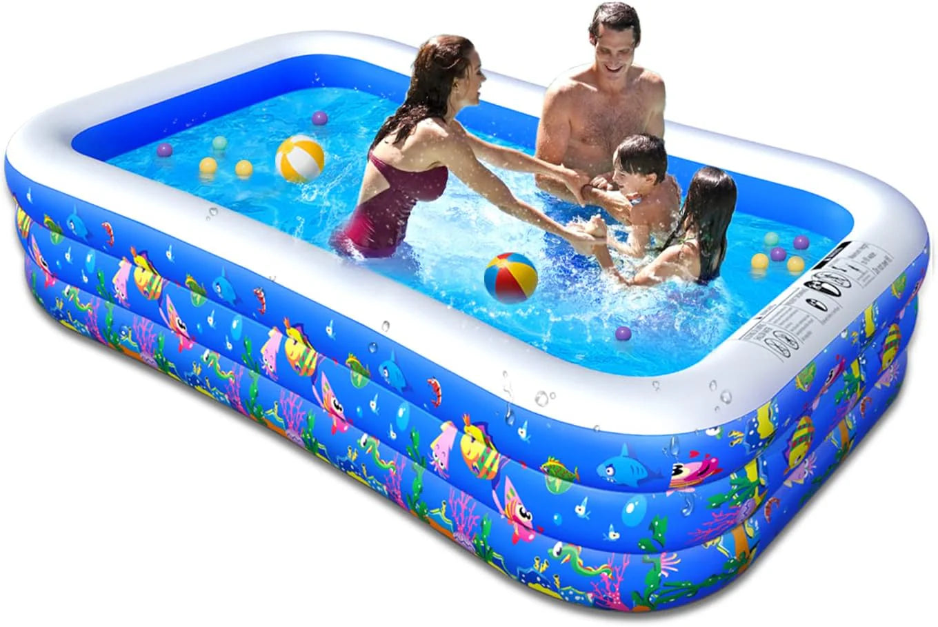 Inflatable Swimming Pool, 120 x 72 x 22 Kiddie Pools, Family Lounge Pools Thickened Above Ground Family Pool for Summer Water Party, Backyard, Garden Lawn, Blue