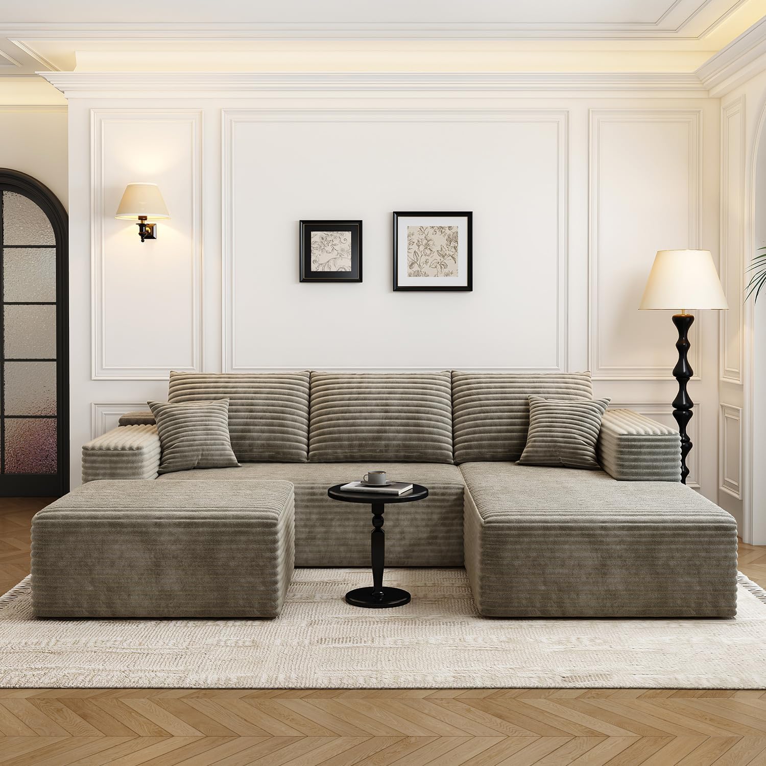 107.5 inch Cloud Modular Sectional Sofa with L-Shaped Chaise Lounge, Modern Minimalist Upholstered Sofa Deep Seating Corner Sofa