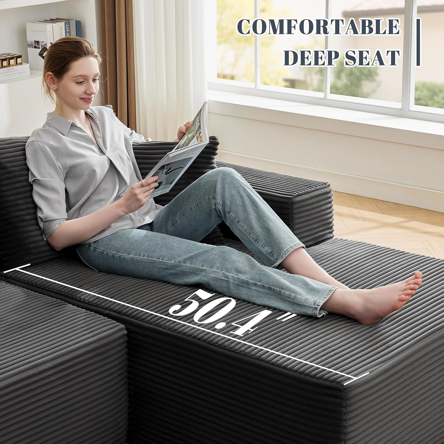 110-inch cloud sofa boneless sofa in the living room modular sofa with deep seats
