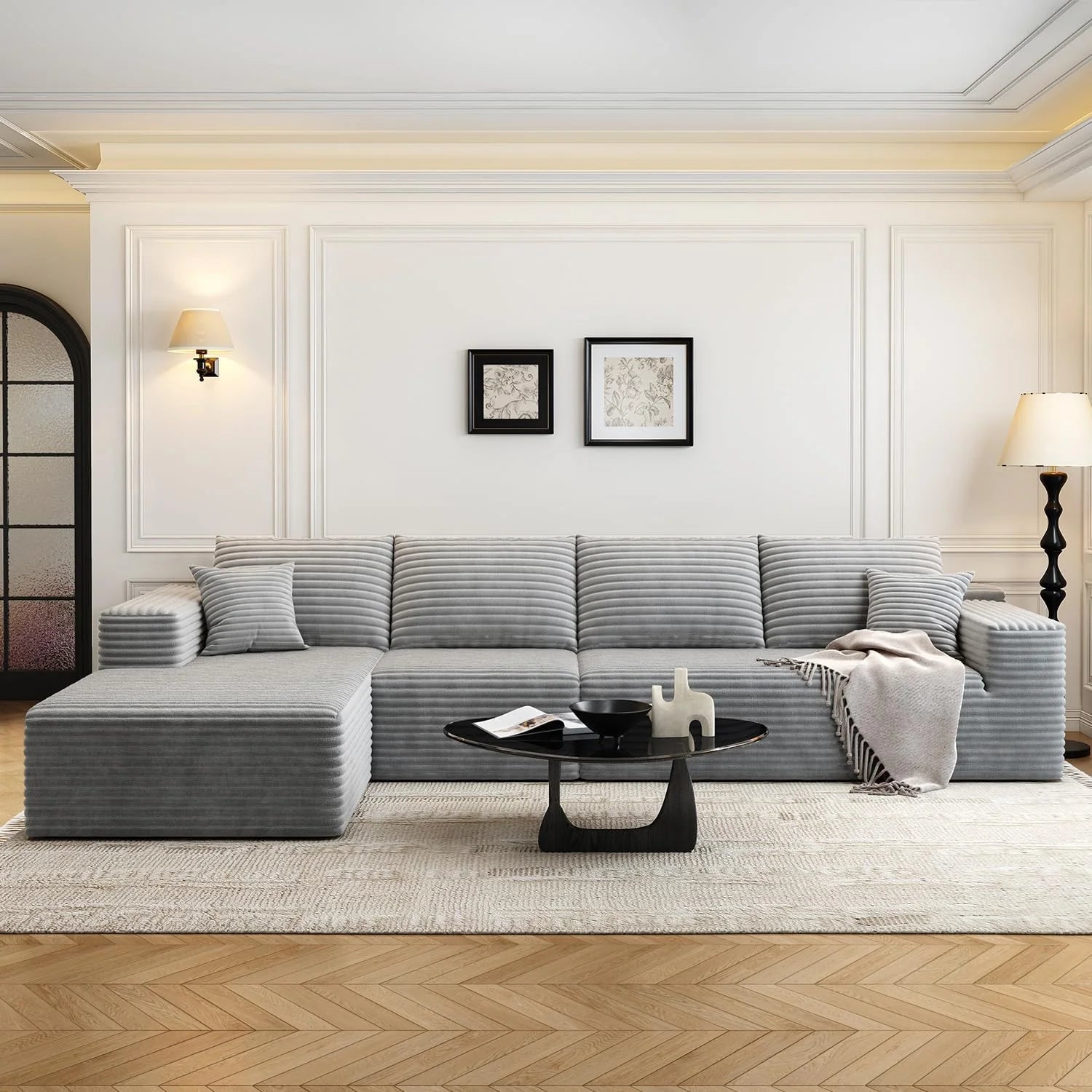 107.5 Cloud Modular Sectional Sofa Couch with L-Shape Chaise,Modern Minimalist Upholstered Couches