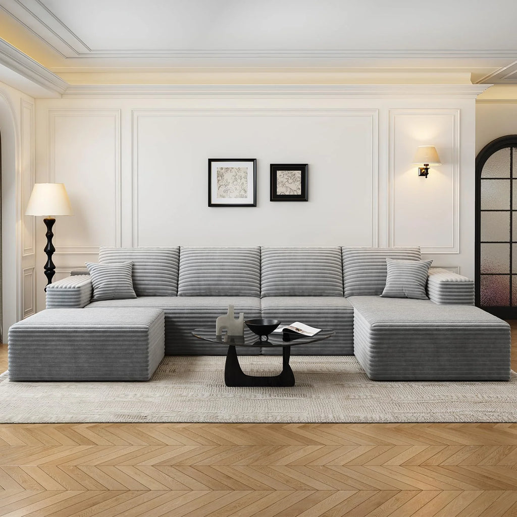 107.5 inch Cloud Modular Sectional Sofa with L-Shaped Chaise Lounge, Modern Minimalist Upholstered Sofa Deep Seating Corner Sofa