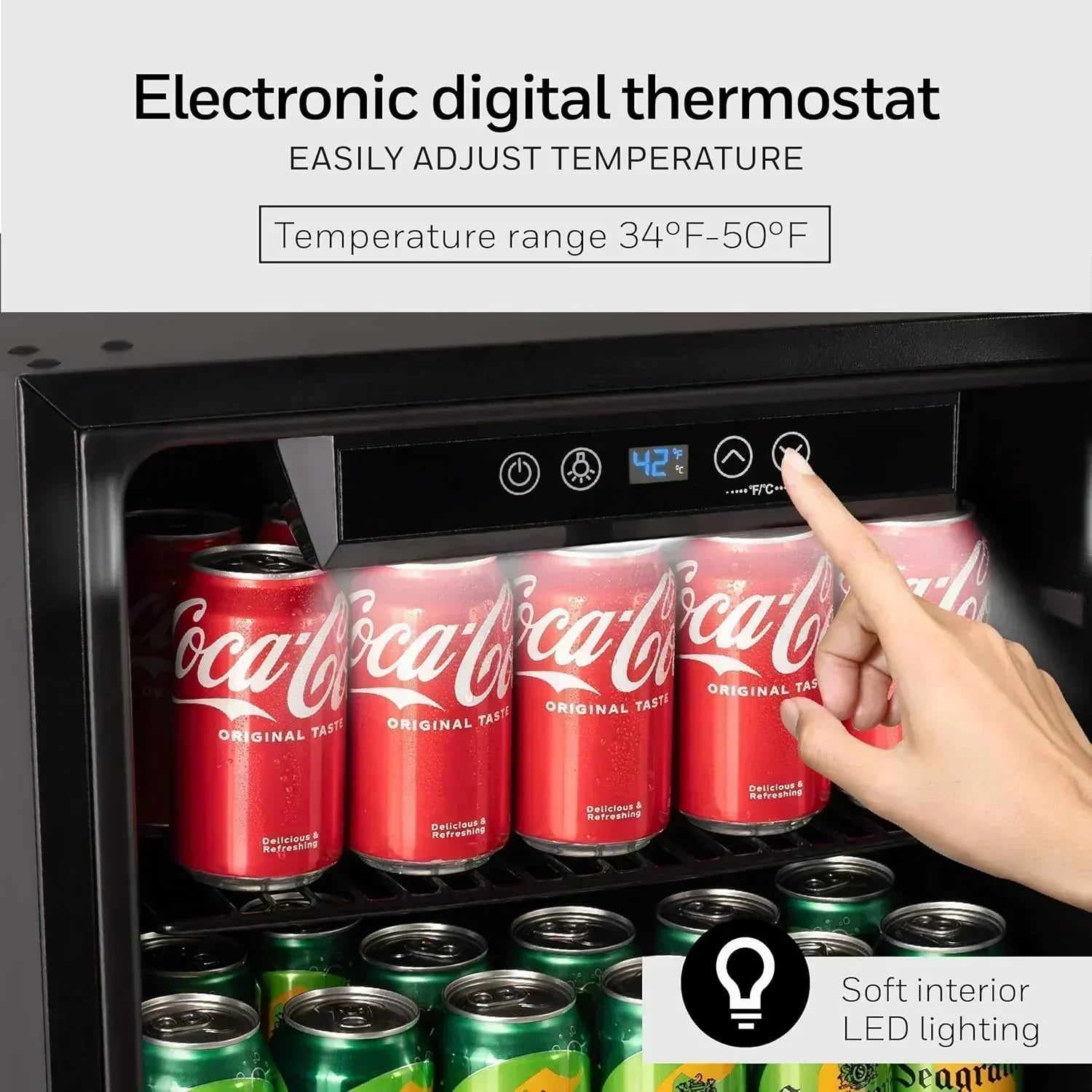 Honeywell Beverage Refrigerator and Cooler 115 Can Mini Fridge with Glass Door for Soda Beer