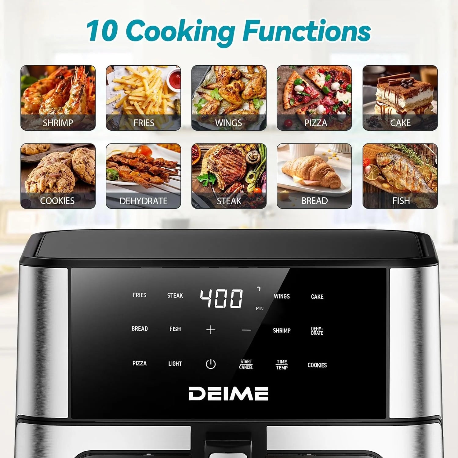 DEIME Air Fryer 10.2 QT Oilless 1700W Large Capacity Oven Air Fryers
