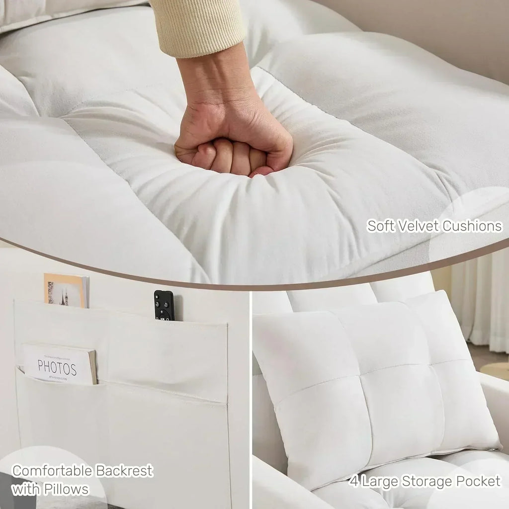 Convertible Sleeper Chair 3 in 1 Sleeper Chair Bed Pull Out Sofa Bed Chairs Velvet Single Sofa