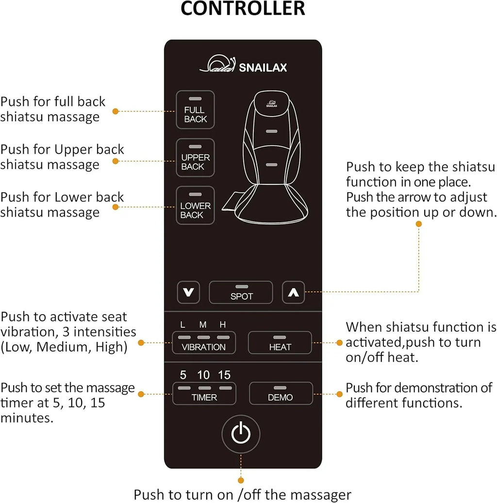 Snailax Shiatsu Massage Cushion with Heat Massage Chair Pad Kneading Back Massager for Home