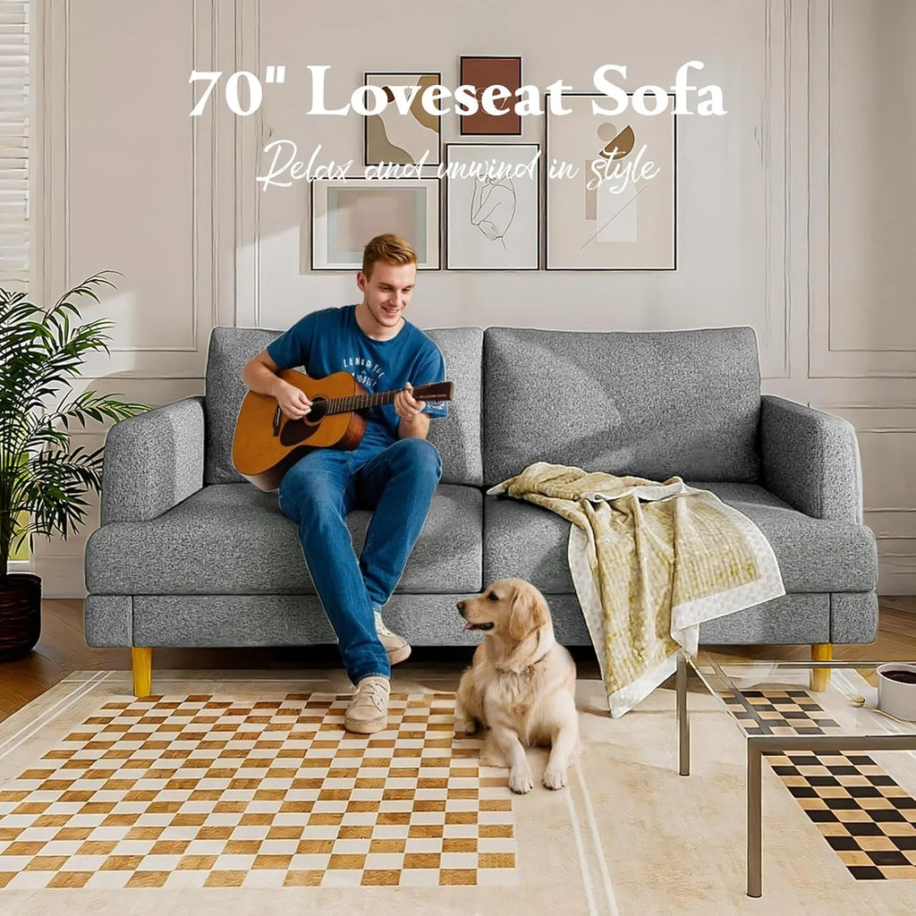 Loveseat Sofa Couch for Living Room USB Type C Ports Dark Gray Upholstered Small Couches