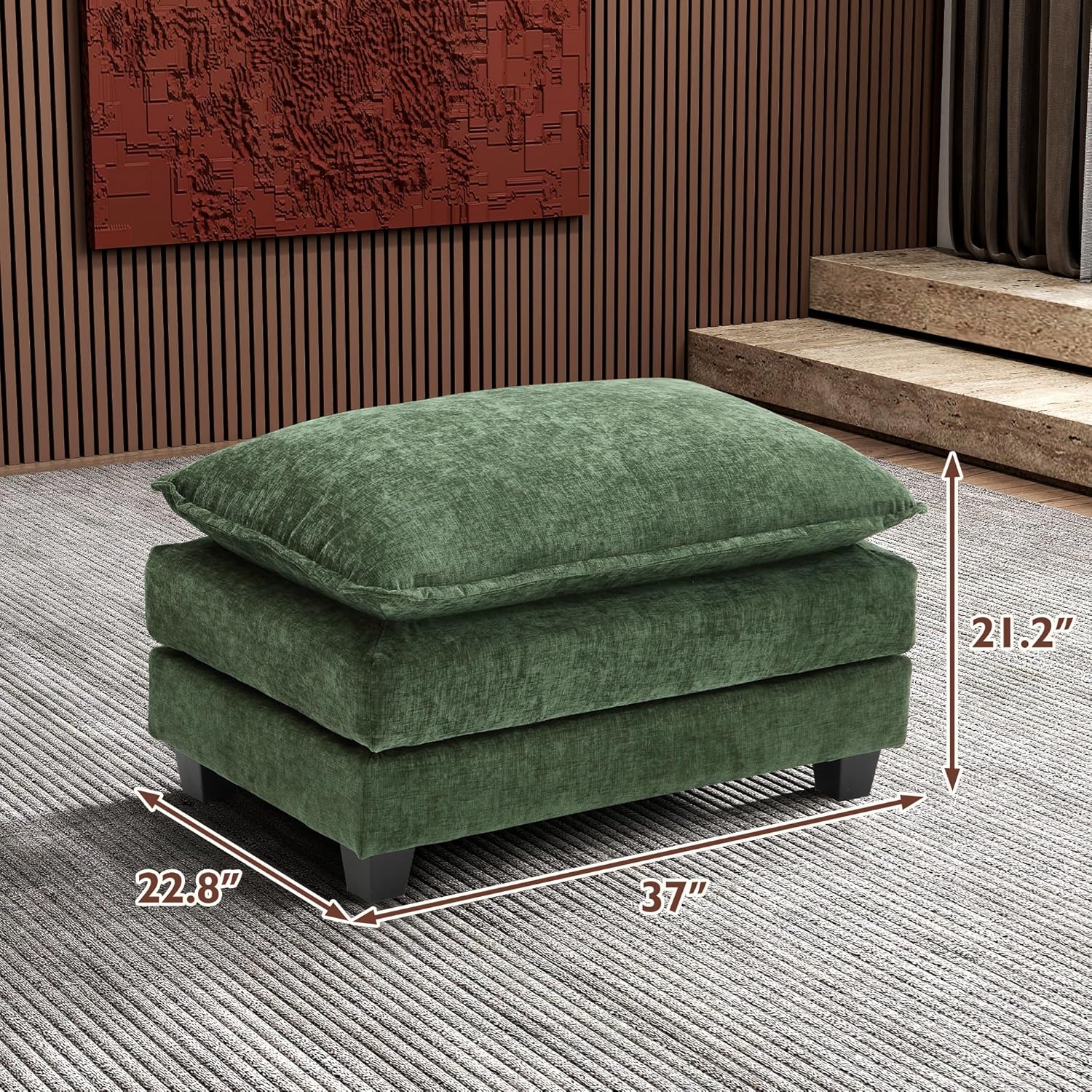 111.4 Inch L Shaped Modern Sofa Modular Cloud Sofa with Ottoman 4 Seater Chenille Deep Seat Sofa