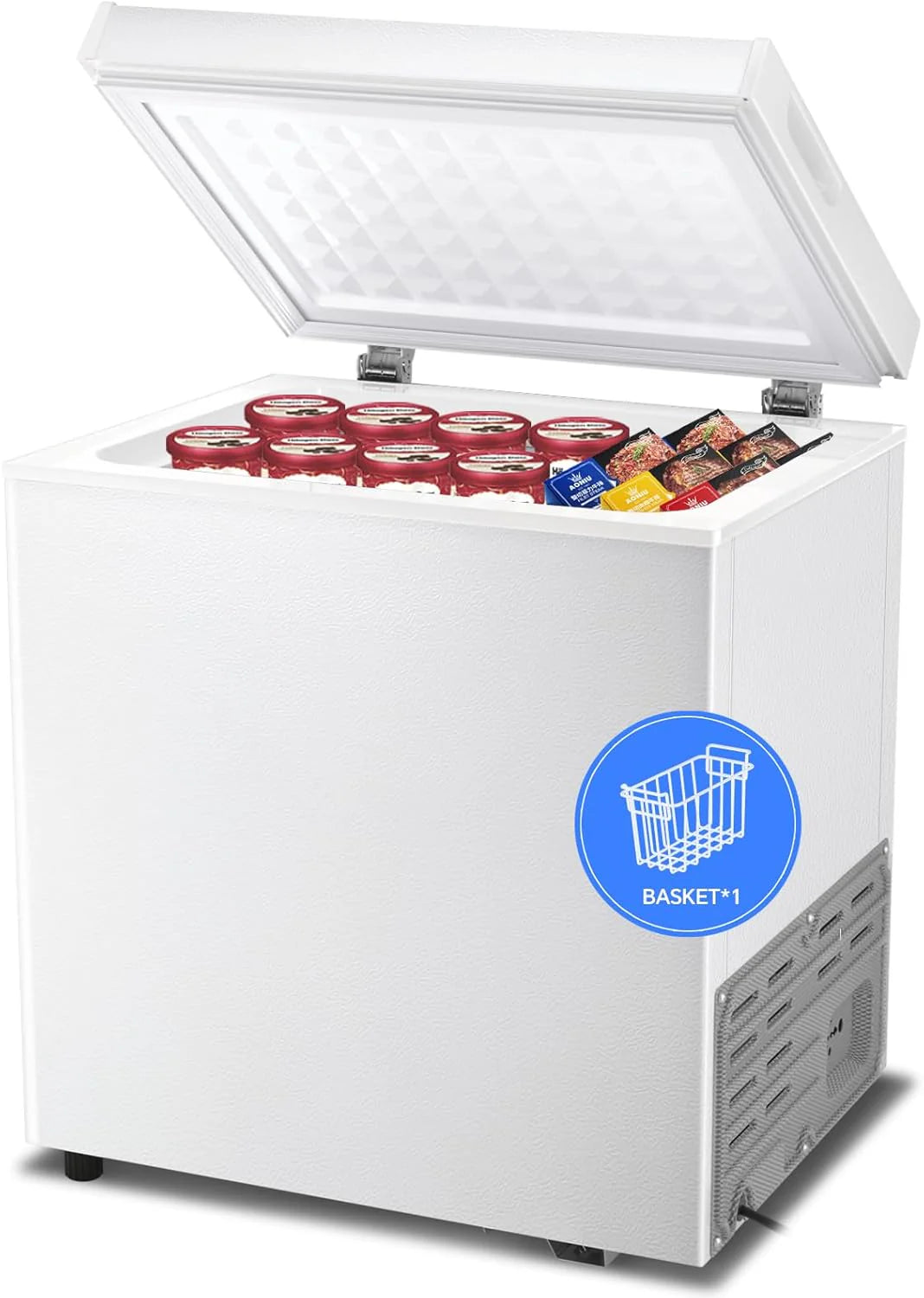 Kismile 3.0 Cubic Feet Chest Freezer with 2 Removable Basket Free Standing Top Open Door Compact Freezer