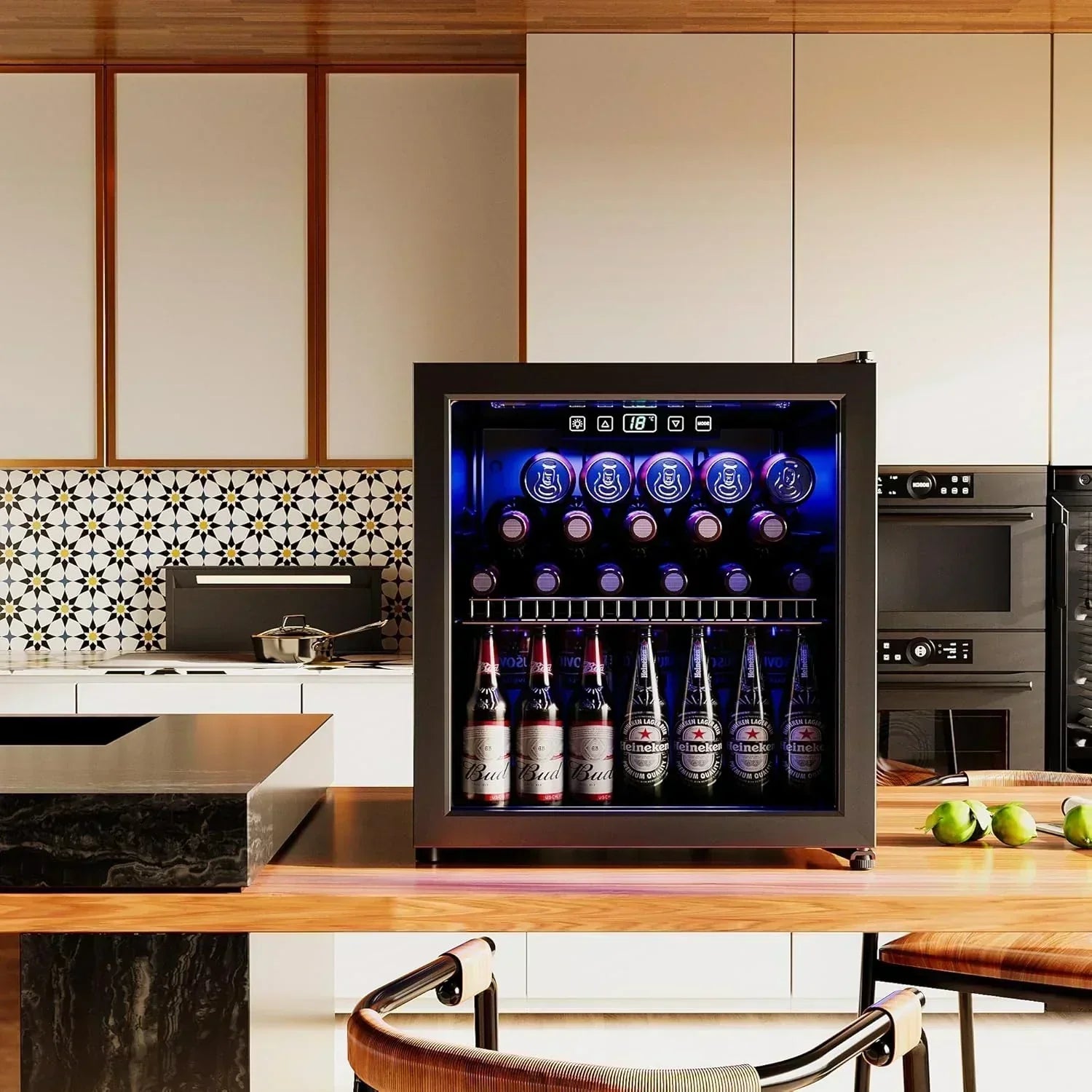 Beverage Refrigerator Cooler-120 Cans Freestanding Mini Fridge Cooler with Glass Door