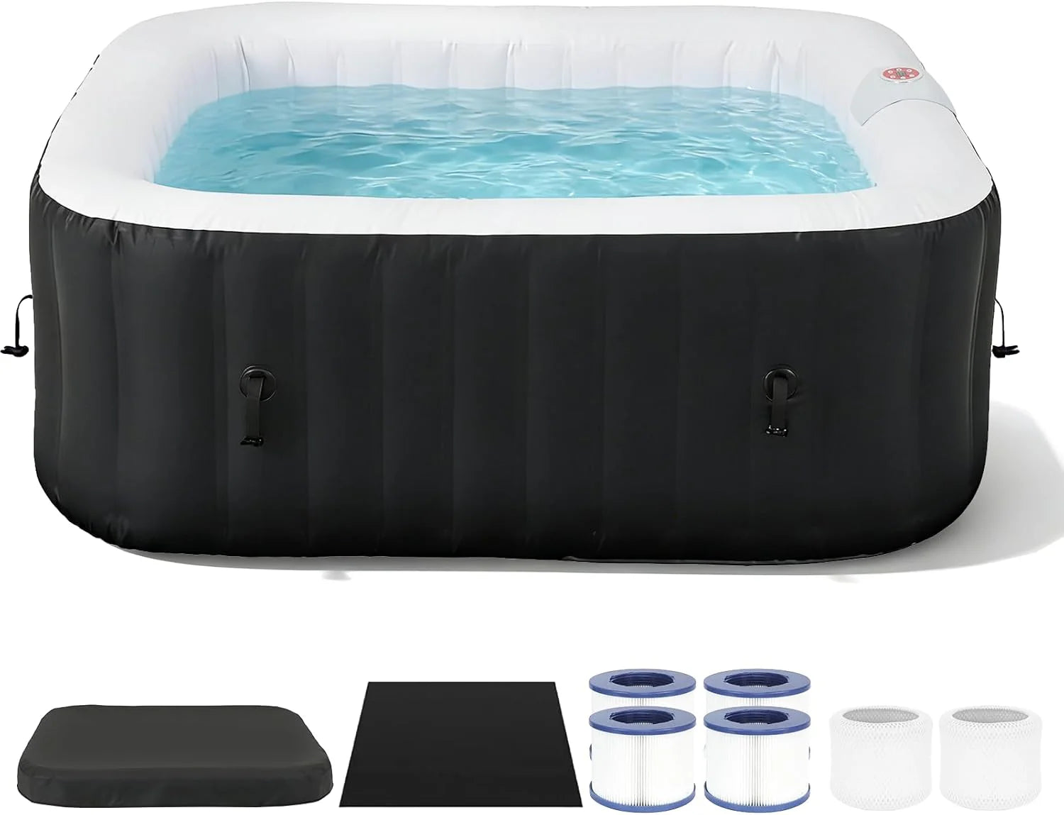 71 Inflatable Hot Tub 4 Person, Round Portable Outdoor Spa with 120 Soothing Air Jets