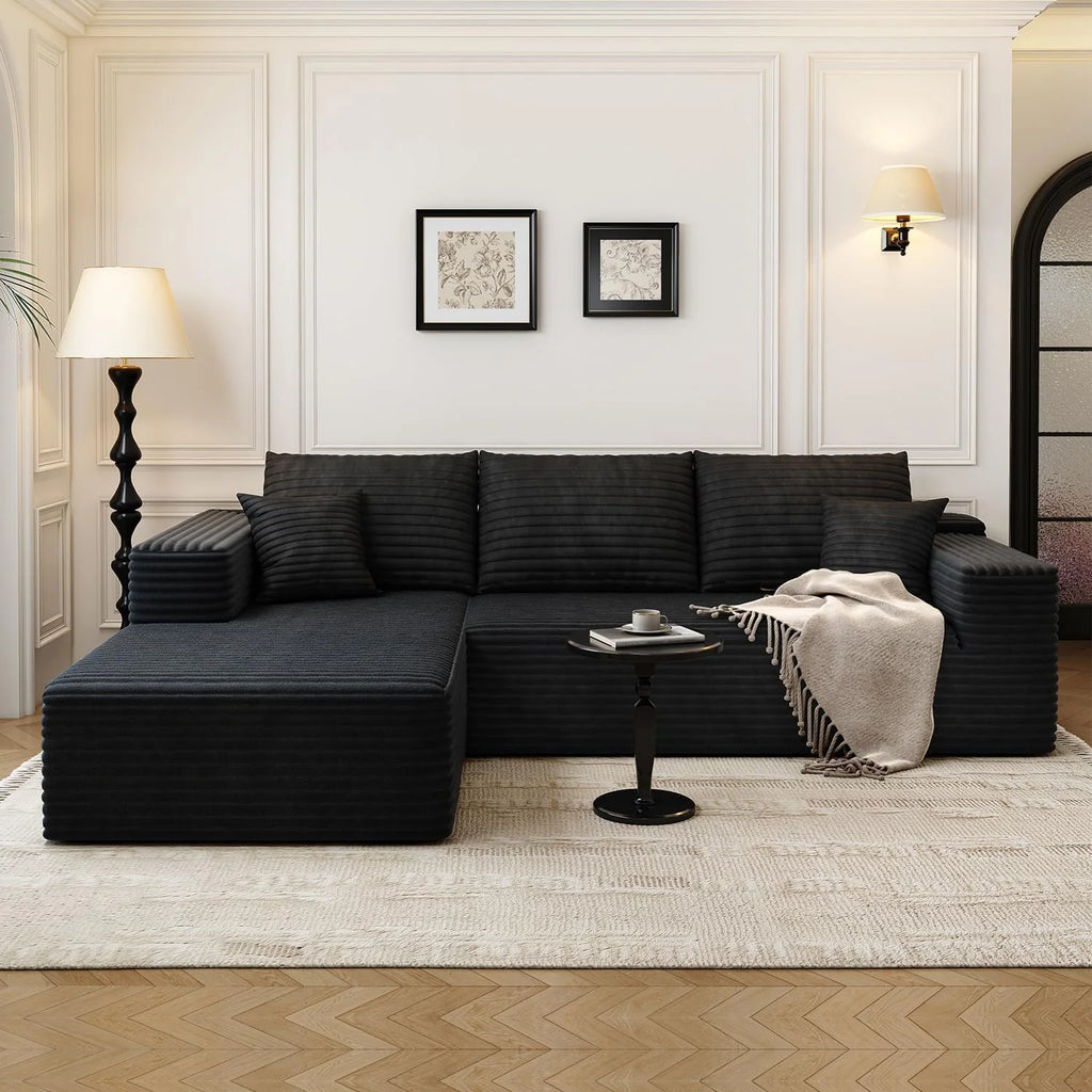 107.5 Cloud Modular Sectional Sofa Couch with L-Shape Chaise,Modern Minimalist Upholstered Couches