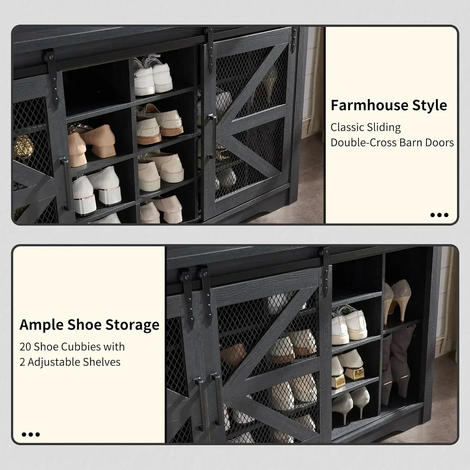 JXQTLINGMU 59-inch Farmhouse Foyer Tree Shoe Storage Entryway Bench Foyer Coat Rack Cabinet